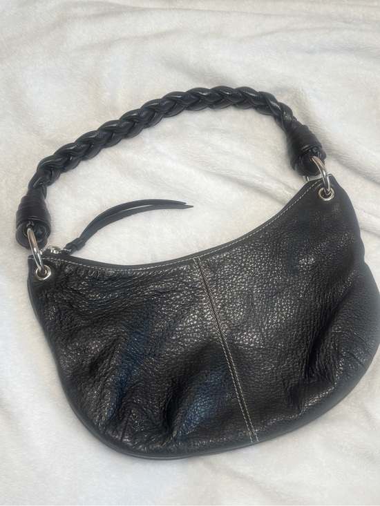 Lauren Ralph Lauren Handbags - Vintage Lauren Ralph Lauren Black Pebbled Leather Braided-Handle Shoulder Bag
